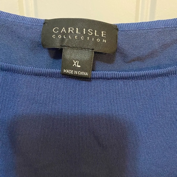 Carlisle Collection Blue short sleeve blouse with accordion sleeves - Picture 3 of 6